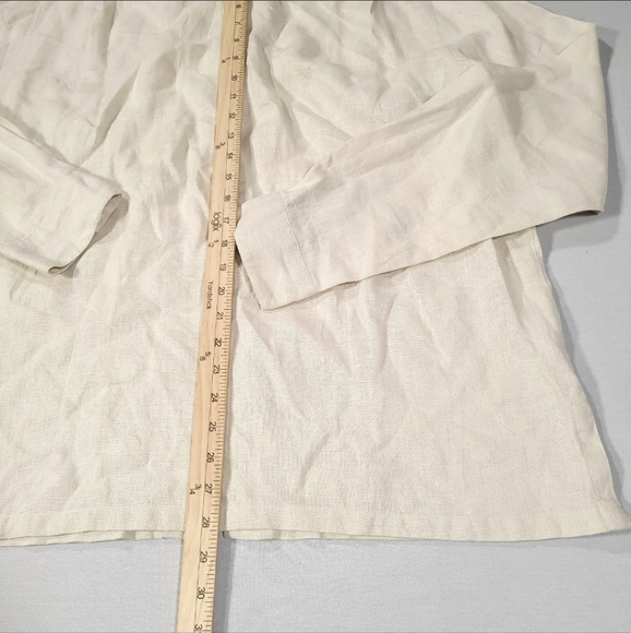 Utcoco Mens Size Large Shirt Long Sleeve Button Up Beige Ivory - Picture 6 of 7